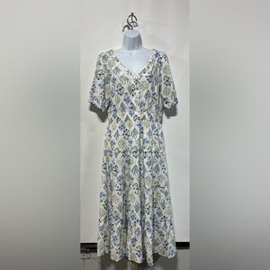 LOFT Bouquet Cutout Back Tiered Midi Dress Women’s Size Large New With Tags
